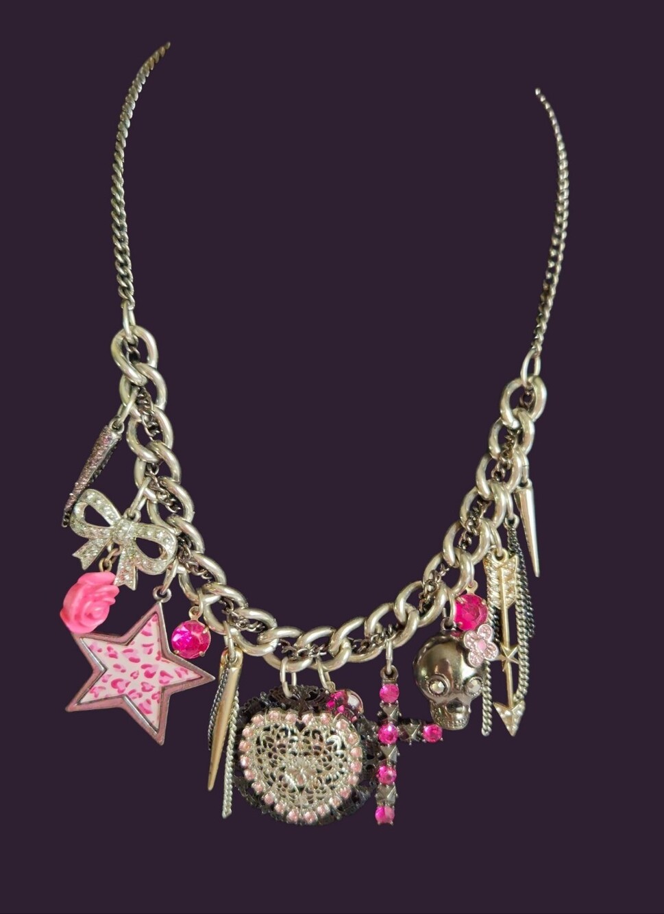 ♱💀BETSEYVILLE Retro Punk Style Y2K ERA Chunky Charm Necklace - EPC